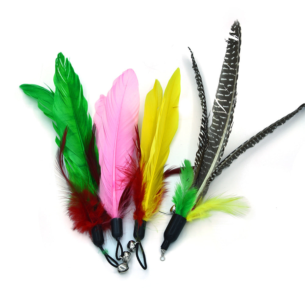 Interactive Cat Feather Teaser Toy with Replacement Head