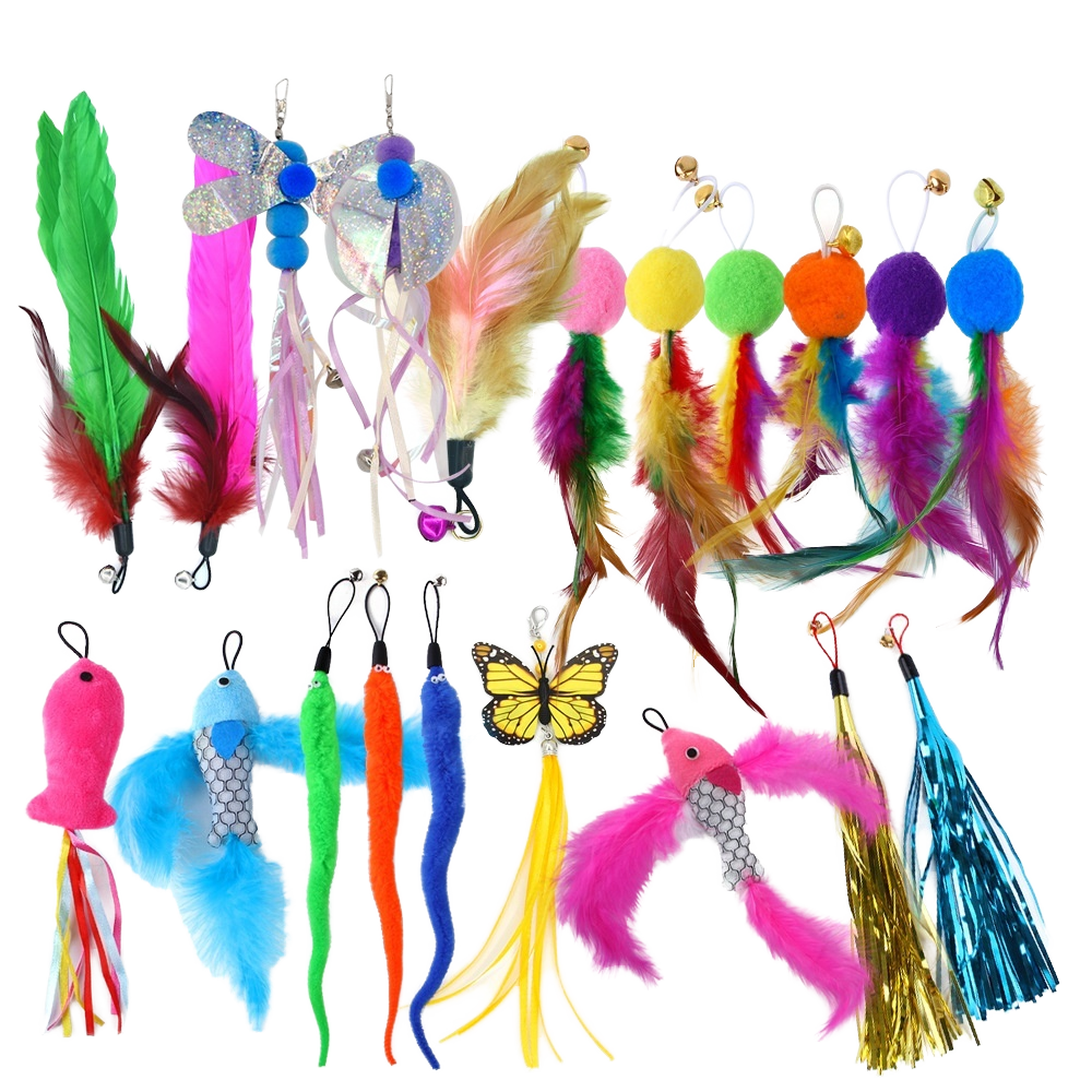 Interactive Cat Feather Teaser Toy with Replacement Head