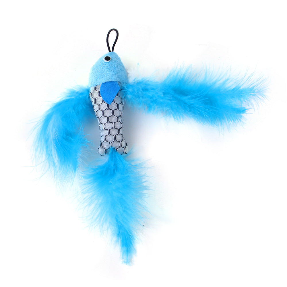 Interactive Cat Feather Teaser Toy with Replacement Head